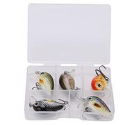 Gucagle Mini leurres de pêche Crankbait Kit d'appâts durs de pêche réalistes avec boîte pour eau de mer et eau douce 5 pièces plastique ABS 2.7 cm 1.5 g (5 pièces (style 2))
