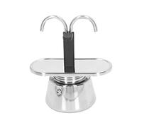 Gucagle Moka Pot Cafetière italienne 100 ml en acier inoxydable à double tuyau passoire épaisse anti-brûlure antidérapante durable de qualité alimentaire pour expresso cappuccino latte