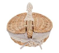 Gucagle Panier de Pique-Nique en Osier Panier de Pique-Nique Vide tissé de qualité supérieure avec Doublure Amovible pour Les activités de Plein air Camping Fête des Mères Matériau (Marguerite)