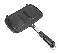 Gucagle Poêle à frire antiadhésive double face en fonte d'aluminium pour petit-déjeuner, ustensile de cuisine, outil pour la maison, la cuisine, le restaurant, l'hôtel, noir 26,8 x 38 x