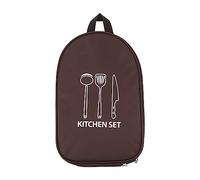 Gucagle Sac à ustensiles de Camping, Organisateur de Rangement d'ustensiles de Cuisine en Toile Portable pour Barbecue en Plein air Pique-Nique randonnée Voyage Porte-Couteau étanche (Café)