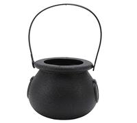 Gucagle Seau à Bonbons d'halloween Bouilloire à Chaudron Portable en Plastique Noir avec poignée pour la décoration de fête d'enfants et des Bonbons ou des friandises Léger 12 cm de