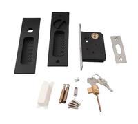 Gucagle Serrure de porte coulissante, poignée de traction de porte d'armoire, en alliage de zinc de qualité supérieure, serrure intégrée noire pour balcon intérieur, quincaillerie de