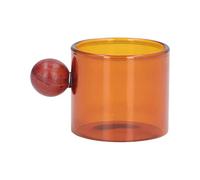Gucagle Tasse à café en verre avec poignée en bois Tasse polyvalente de style vintage résistante à la chaleur de qualité supérieure pour un usage domestique au bureau Bois de santal en (Ambre)