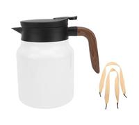Gucagle Théière isolée sous vide de 1000 ml avec filtre, cafetière thermique en acier inoxydable, distributeur de pichet d'eau et de boisson pour la maison, le bureau et les voyages (Blanche)
