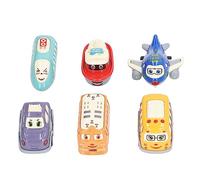 Gucagle Voitures Jouets à Tirer, 6 pièces, Styles Assortis, Conception de Dessin animé, Mini véhicules en Alliage pour Enfants, Coffret Cadeau d'anniversaire et de noël