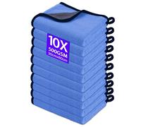 Gucass 10 PCS Chiffon Microfibre Voiture, 30x60cm Chiffons de Polissage en Microfibre, 500GSM Super Absorbant Chiffon de Nettoyage en Microfibres, pour Voitures et Motos, Nettoyage Domestique, Bleu