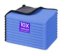 Gucass 10 PCS Chiffon Microfibre Voiture, 500 GSM Chiffons de Polissage en Microfibre, Super Absorbant Chiffon de Nettoyage en Microfibres, pour Voitures et Motos, Nettoyage Domestique, 30x40CM, Bleu