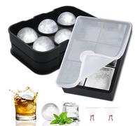 Gucass 2 Pièces Moule à Glaçons 6 Compartiments Bac a Glacons Avec Couvercle, Gros Carré et Rond Bac Glacon Silicone, Sans BPA, Bac a Glacon Pour Boissons Réfrigérées, Whisky et Cocktails