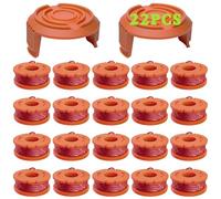 Gucass 22 Pièces Bobines de Rechange pour Coupe-Bordure Fonctionne avec Worx 20V, Fil Ø 1,65mm, Longueur 3m, Bobine de Fil Debroussailleuse(20 Fil Coupe Bordure,2 Couvercle)