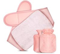 Gucass 3 en 1 Bouillotte Ceinture, Bouillottes Regles Douloureuses, 1L Bouteille Eau Chaude avec Housse Peluche et Ceinture, Bouillotte Ventre pour Chauffe Main Cou épaule Dos Taille(Rose)