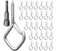 Gucass 30 Pcs Crochet à Visser en Acier Inoxydable Argenté, Piton à Visser avec Boucle de Sécurité, Crochets Muraux à Visser, Pour Suspendre Paniers à Plantes Mangeoires à Oiseaux Lanternes, Rhombe