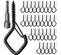 Gucass 30 Pcs Crochet à Visser en Acier Inoxydable Noir, Piton à Visser avec Boucle de Sécurité, Crochets Muraux à Visser, Pour Suspendre des Paniers à Plantes Mangeoires à Oiseaux Lanternes, Rhombe