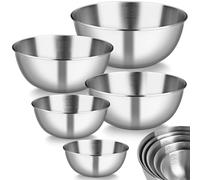 Gucass Cul de Poule Inox Lot de 5 Saladiers de tailles Empilables - 0,7 L/ 1,2 L/ 1,8 L/ 2,5 L/ 3,5 L, Bol Inox Cuisine Bowl de Mélange Lavables