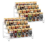 Gucass Lot de 2 Étagères à épices sur 4 Niveaux, Support à épices en Métal Réglable Sans Perçage, Organisateur d'Épices pour la Cuisine, Placard et Plan de Travail, Étagère Organiseur de Cuisine