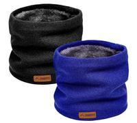 Gucass Lot de 2 Tour de Cou Écharpe Homme Hiver, Gaiter Masque Cache-Cou Épais Doublure Polaire, Unisexes Chaud Tricoté Snood Tubulaire Foulard pour Marche Course Ski L'extérieur Usage