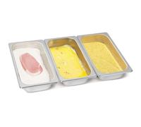 Gucass Lot de 3 bols à paner GN 1/3 - En acier inoxydable - Rectangulaire - 32,5 x 17,5 x 6,5 cm - Idéal pour les escalopes, la viande, le poisson