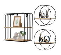 Gucass Lot de 3 Etagere Murale Noire en Métal, Étagères Flottantes Étagères Murales, Décoration Murale, Rangement et Étagère à Livres pour Salle de Bain, Salon, Cuisine, Chambre, Rond + Carré