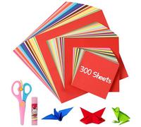 Gucass Lot de 300 Feuilles Origami, 20x20cm, 15x15cm et 10x10cm, 20 Couleurs, Double Face, Carré, 70g/m² pour Bricolage et Enfants