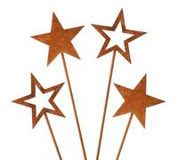Gucass Lot de 4 étoiles en métal à planter - Décoration de Noël - Hauteur : 20 cm
