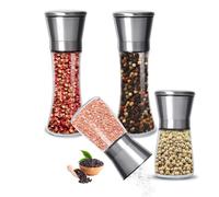Gucass Lot de 4 Moulins à Sel et à Poivre en Acier Inoxydable - Moulin à épices avec Broyeur en Céramique Réglable - Moulin à Sel et à Poivre - Également Comme Moulin à Piment, 200ML & 180ML
