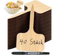 Gucass Lot de 40 étiquettes pour plantes en bambou avec marqueur, résistantes aux intempéries, étiquettes pour plantes, légumes, herbes, fleurs
