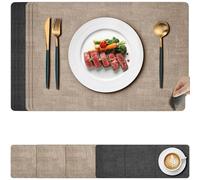 Gucass Lot de 6 Sets de Table Lavable, Set de Table Double Face Antidérapant en Cuir et Dessous de Verre, Napperons Résistant au Chaleu,Vinyle Set Table pour Restaurant, Cuisine Table à Manger,43x30cm
