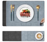 Gucass Lot de 6 Sets de Table Lavable, Set de Table Double Face Antidérapant en Cuir et Dessous de Verre, Napperons Résistant au Chaleu,Vinyle Set Table pour Restaurant, Cuisine Table à Manger,43x30cm