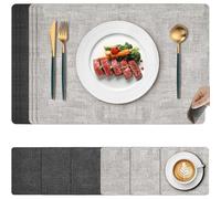 Gucass Lot de 6 Sets de Table Lavable, Set de Table Double Face Antidérapant en Cuir et Dessous de Verre, Napperons Résistant au Chaleu,Vinyle Set Table pour Restaurant, Cuisine Table à Manger,43x30cm