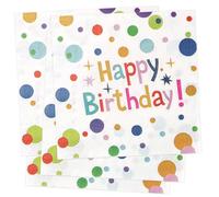 Gucass Lot de 60 Serviette Papier Anniversaire (33 x 33 cm), à Pois Multicolores, Happy Birthday Serviettes de Table Jetable, Décoration Anniversaires Fête Pour Garçons et Filles Vacances Deco