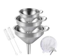 Gucass Lot de 7 entonnoirs en acier inoxydable avec poignée, entonnoirs à confiture avec filtre à tamis et entonnoir de remplissage pour transférer les épices, les liquides, les confitures en poudre,