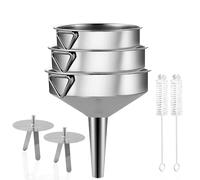 Gucass Lot de 7 entonnoirs en acier inoxydable - Grands entonnoirs de cuisine avec poignée - Entonnoir à confiture avec filtre à tamis - Entonnoir de remplissage pour transférer les épices, les