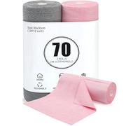 Gucass Lot de 70 Chiffons Microfibres Déchirables, Rouleau de Lavettes Réutilisables 30x30cm, Ultra Absorbants et Non Pelucheux, Nettoyage Cuisine, Ménage et Voiture - Rose & Gris