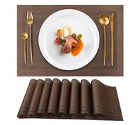 Gucass Lot de 8 Sets de Table Lavable, Sets de Table Plastique PVC, Tissé Lavable Napperons Résistant à Chaleur Antidérapant, pour Cuisine Table à Manger, Facile à Nettoyer(30x45cm, Marron Foncé)