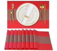 Gucass Lot de 8 Sets de Table Lavable, Sets Table Plastique PVC, Tissé Lavable Napperons Résistant à Chaleur Antidérapant, pour Cuisine Table à Manger, Facile à Nettoyer et Stocker(30x45cm, Rouge)