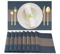 Gucass Lot de 8 Sets de Table Lavable, Sets Table Plastique PVC, Tissé Lavable Napperons Résistant à Chaleur Antidérapant, pour Cuisine Table à Manger, Facile à Nettoyer et Stocker(30x45cm, Bleu)