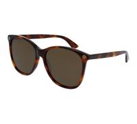 Gucci Femme Gucci GG0024S 002 Lunettes de soleil Plastique Havane Marron Ronde Normale