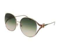 Gucci Femme GG0225S 003 Lunettes de soleil Métal Or Vert Ronde Normale