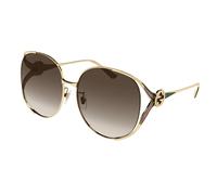 Gucci Femme GG0225S 007 Lunettes de soleil Métal Or Marron Oversize Normale Ombré