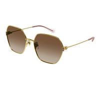 Gucci Femme Gucci GG1285SA 002 Lunettes de soleil Métal Or Marron Géométrique Ombré
