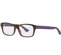 Gucci Hommes GG0006O 007 55 Square/Rectangle Havane Bleu Transparent Lunettes