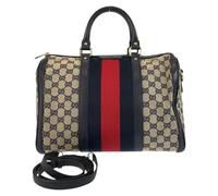 Gucci Vintage, Femme, Pre-owned, Multicolore, Taille: ONE Size Pre-owned GG Canvas/Leather Sherry Line 2way Bag 247205