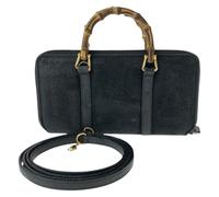 Gucci Vintage, Femme, Pre-owned, Noir, Taille: ONE Size Portefeuille Long en Cuir Bamboo Pre-owned