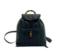 Gucci Vintage, Femme, Pre-owned, Noir, Taille: ONE Size Sac à dos Bamboo en cuir Pre-owned