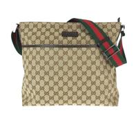 Gucci Vintage, Homme, Pre-owned, Beige, Taille: ONE Size Pre-owned GG Canvas Leather Shoulder Bag
