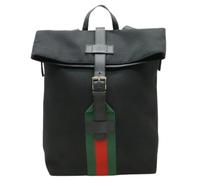 Gucci Vintage, Homme, Pre-owned, Noir, Taille: ONE Size Pre-owned Band Techno Canvas Leather Backpack