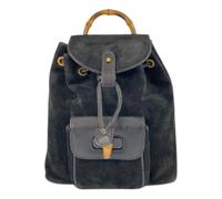 Gucci Vintage - Pre-owned Suede Bamboo Backpack Black Gold - Femme - Pre-owned - Noir - Taille: ONE Size