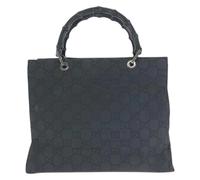 Gucci Vintage - Sac cabas en nylon et bambou de seconde main - Femme - Pre-owned - Noir - Taille: ONE Size