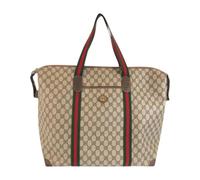 Gucci Vintage, unisex, Pre-owned, Beige, Taille: ONE Size Sac Boston d'épaule 2way GG Supreme Canvas Pre-owned