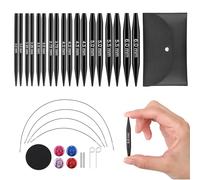 Guclud Lot de 9 paires d'aiguilles à tricoter circulaires courtes interchangeables en aluminium (5 cm, 3 à 6 mm) avec câbles, accessoires et sac en métal - Kit de tricot compact pour petits projets